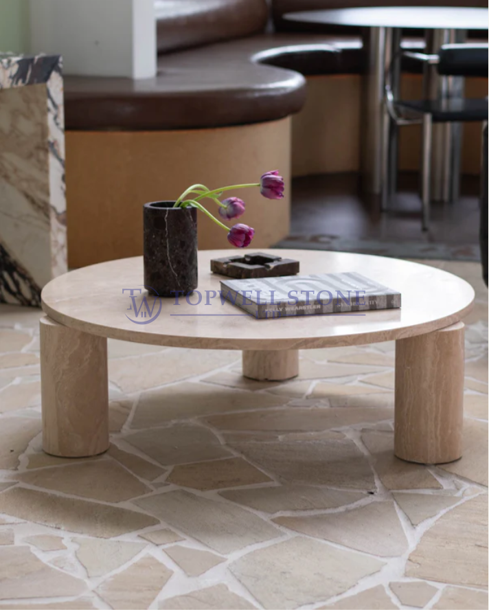 Bombola Round Cream Travertine