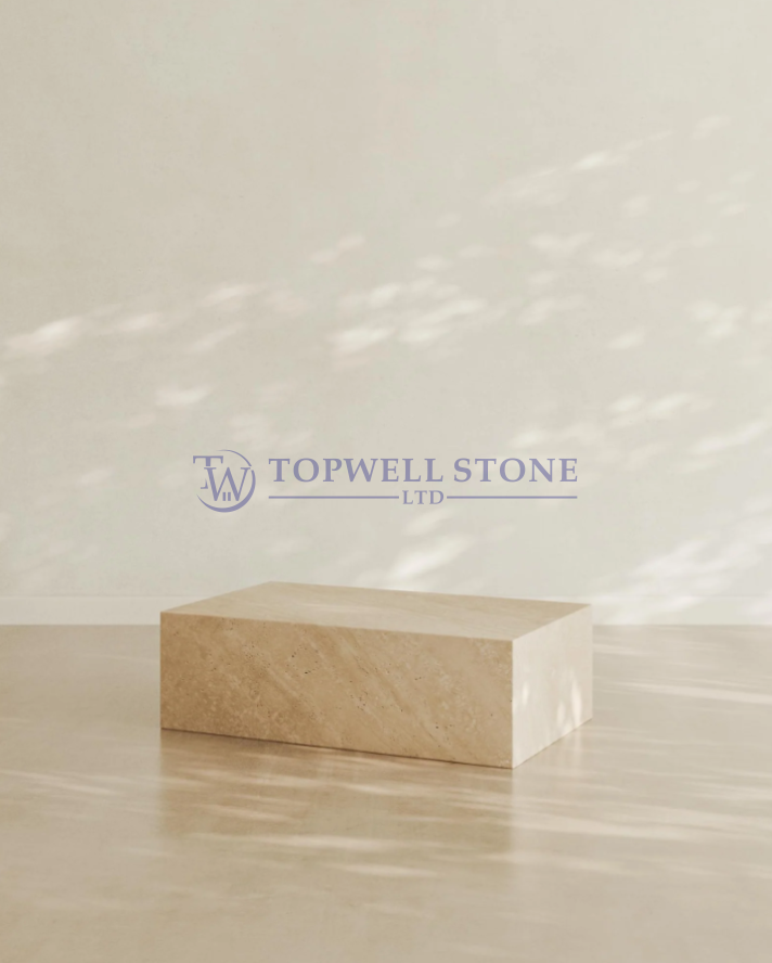 Plinth Coffee Table Cream Travertine