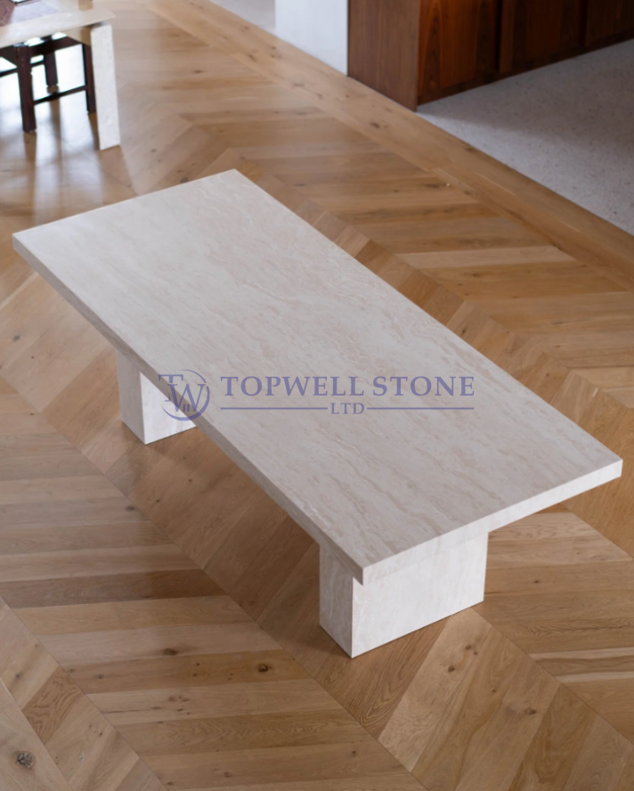 Classic Cream Travertine Dining Table 2.4m